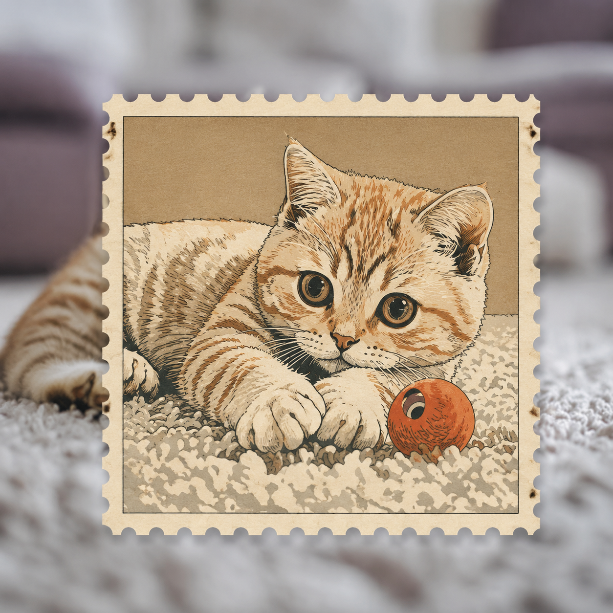 Postage stamp effect sample: architectural building as vintage commemorative stamp