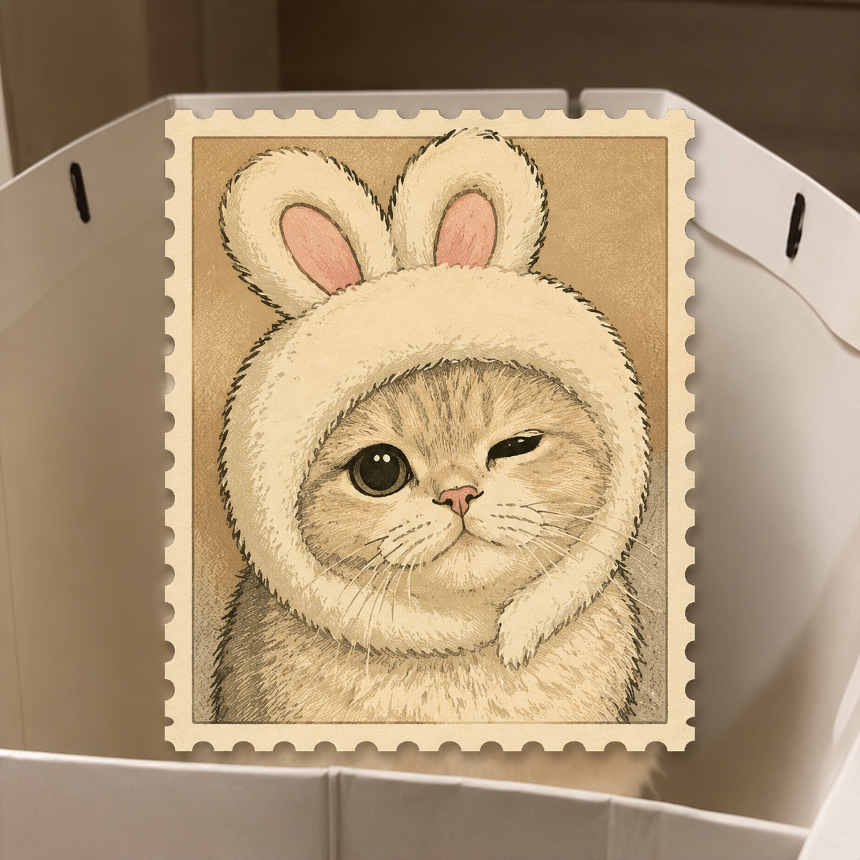 Postage stamp effect sample: travel landmark as commemorative stamp illustration