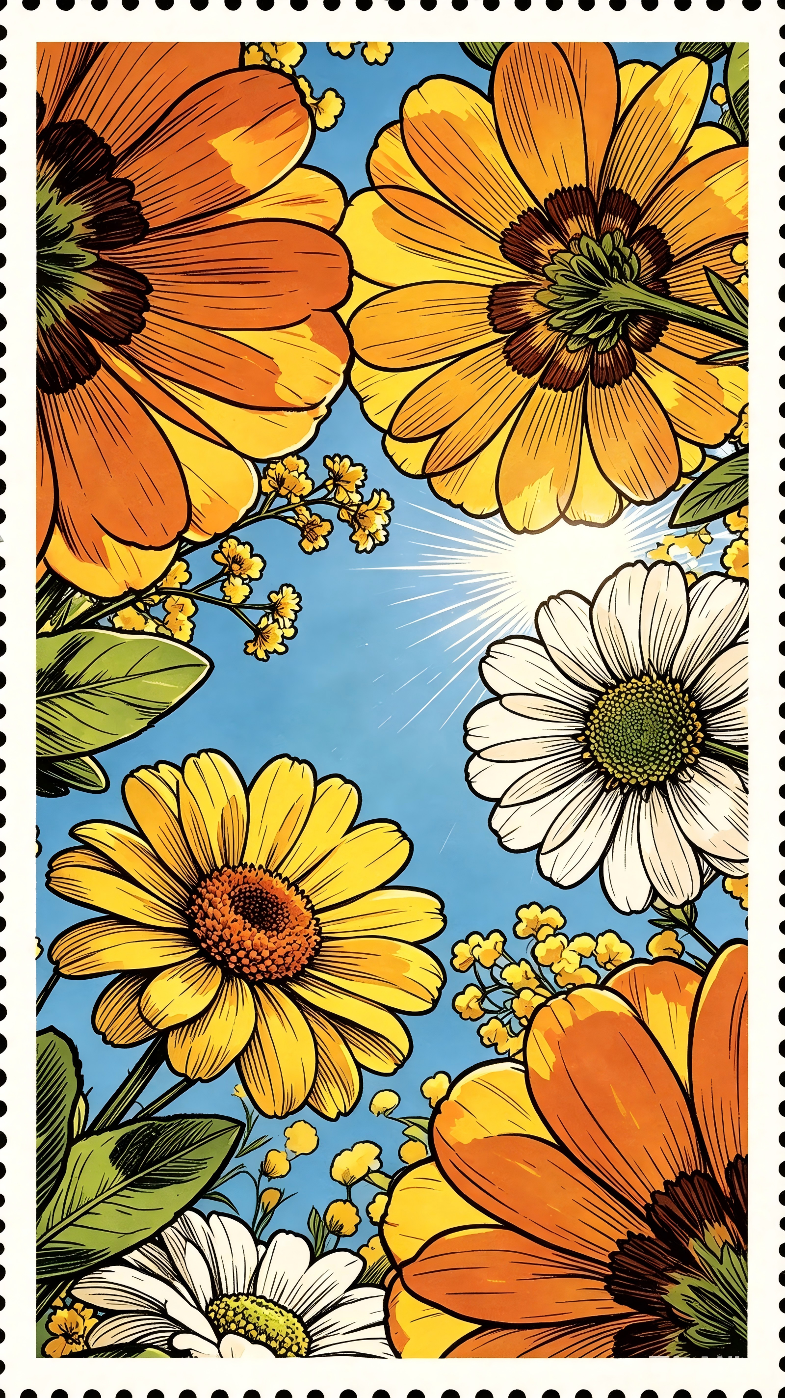 Postage stamp effect example — vintage stamp illustration with serrated border