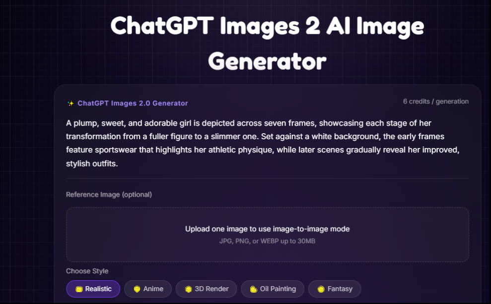 一貫したダイエット変化シーケンス用の ChatGPT Images 2.0 プロンプト例