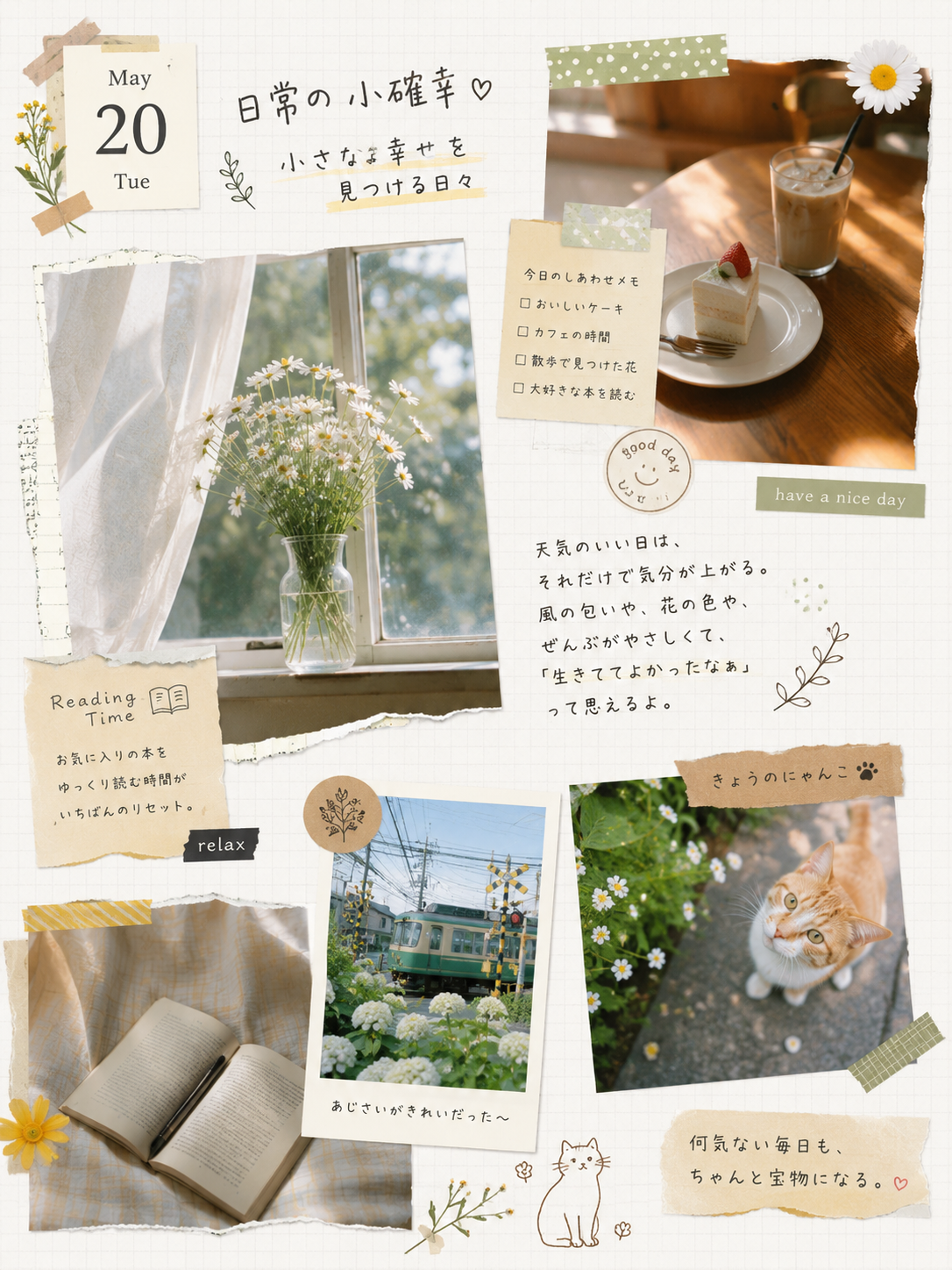 Prompt ChatGPT 日本風日記コラージュの作例